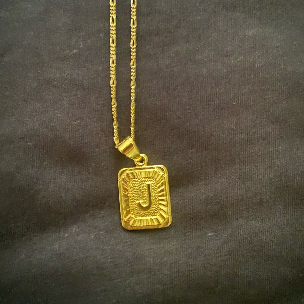 Bracha Initial Card necklace- Letter J